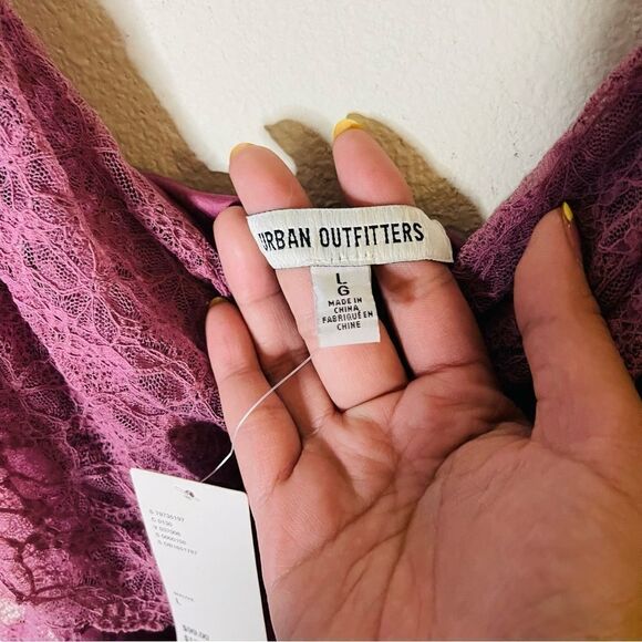 NWT Urban Outfitters Tierra Lace Purple Asymmetrical Midi Dress Large - Picture 6 of 10